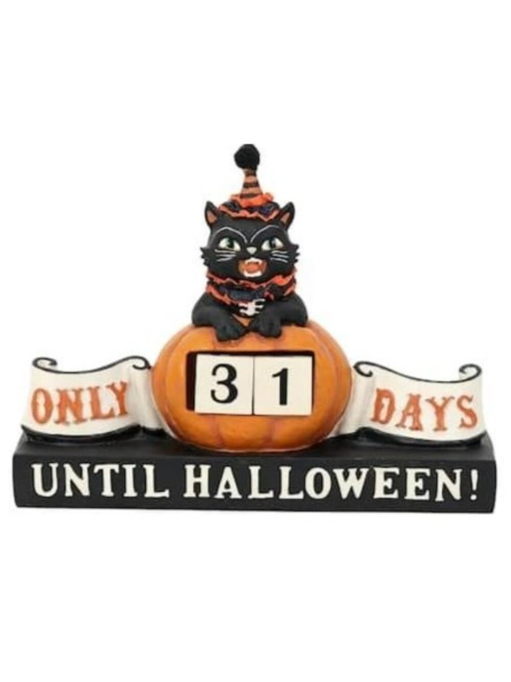 NWT Retro Black Cat Days Til Halloween Countdown Decoration MCM Vintage Ashland